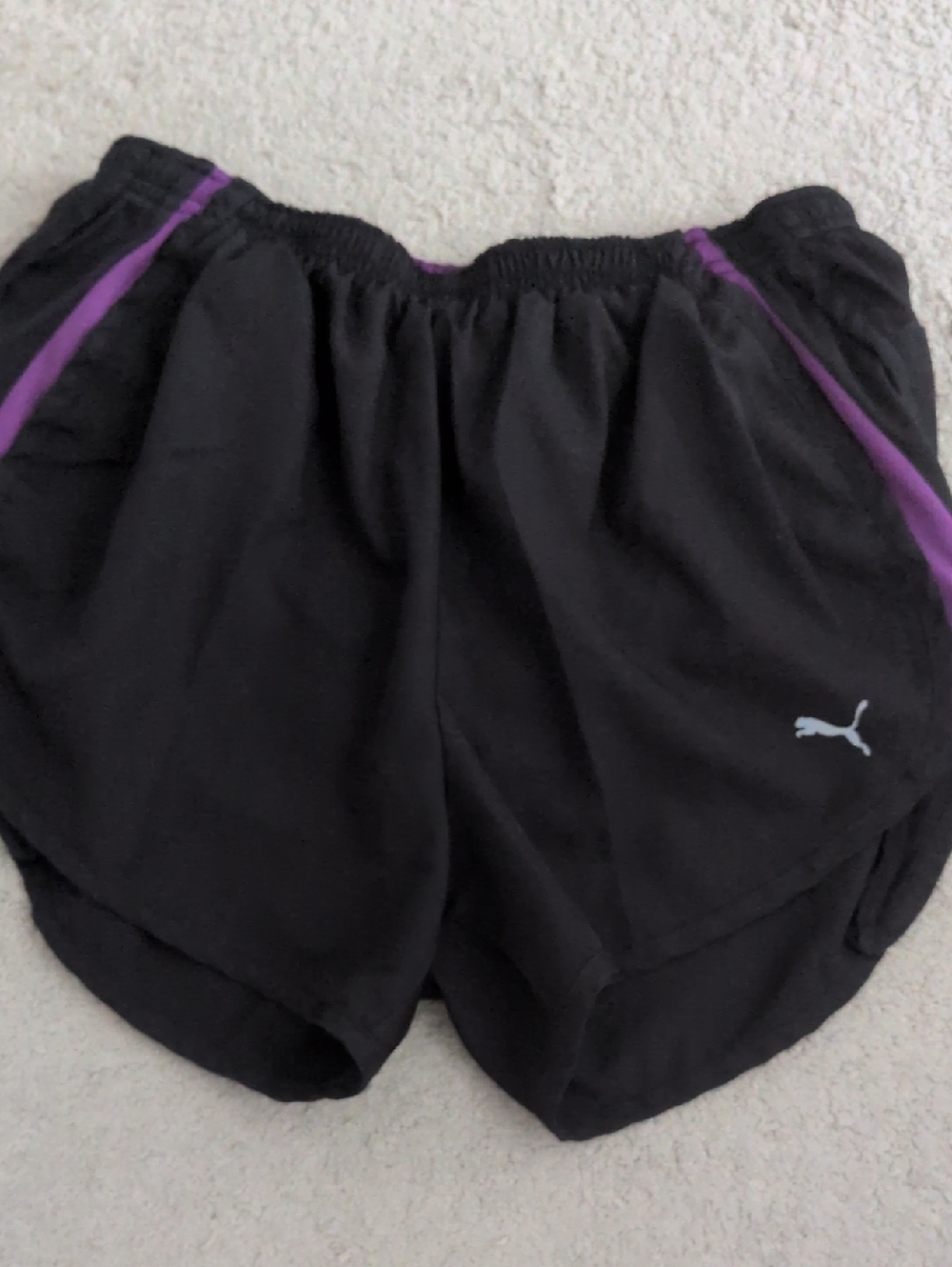Puma Black Athletic Shorts with Purple Accents